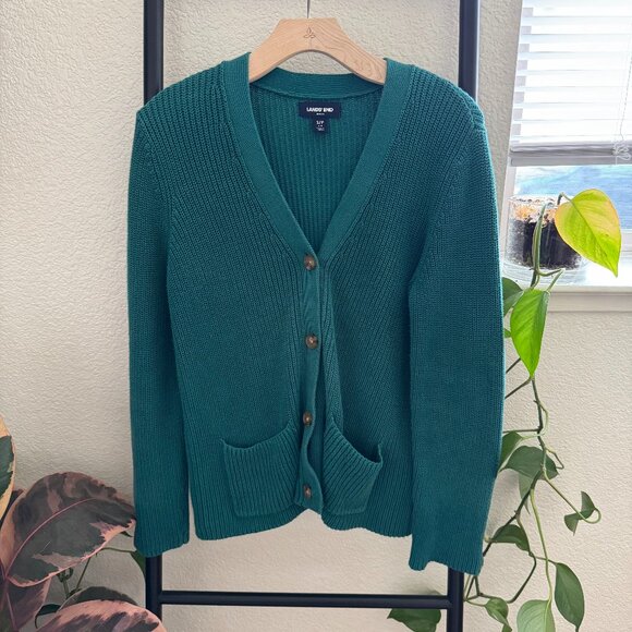 Lands' End Teal Drifter Knit Cardigan Size Small - Picture 1 of 5
